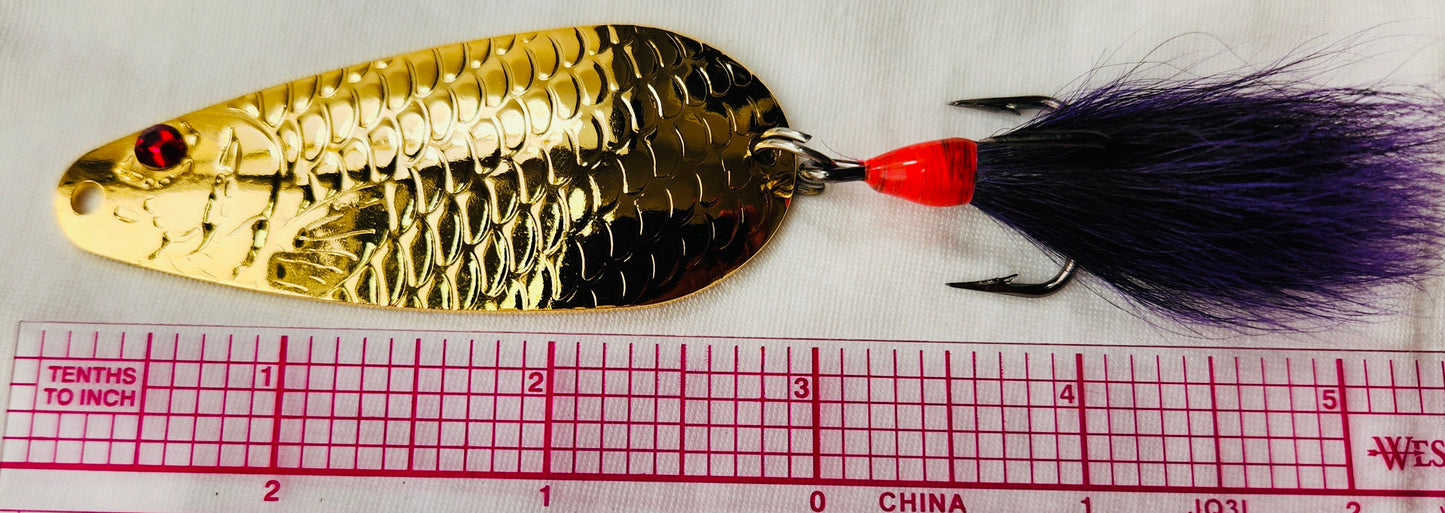 24K gold plated Casting Spoon with Purple Tail, 3/4 oz